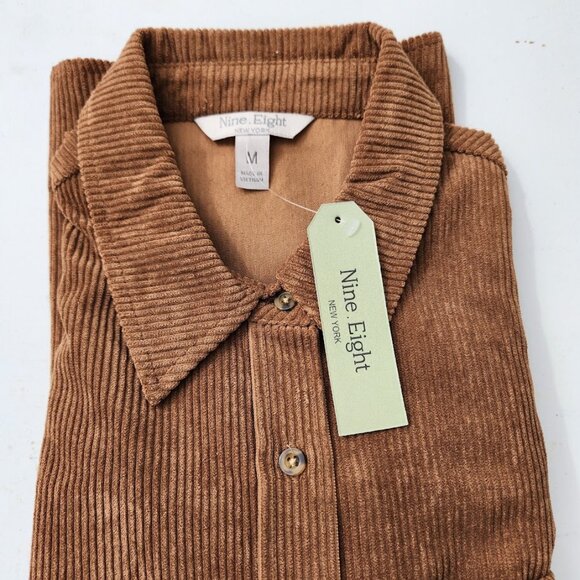 NEW Size Large Women’s Corduroy Shacket Jacket Shirt Button up Down L Amber Brow - Picture 3 of 14